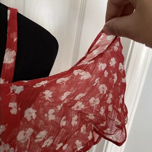 NWT- All Saints Savine Scatter Red Open Shoulder - Picture 7 of 11